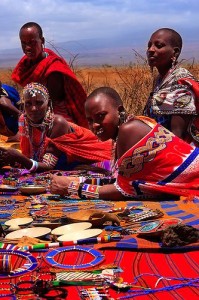 Masai women and their Goods Display